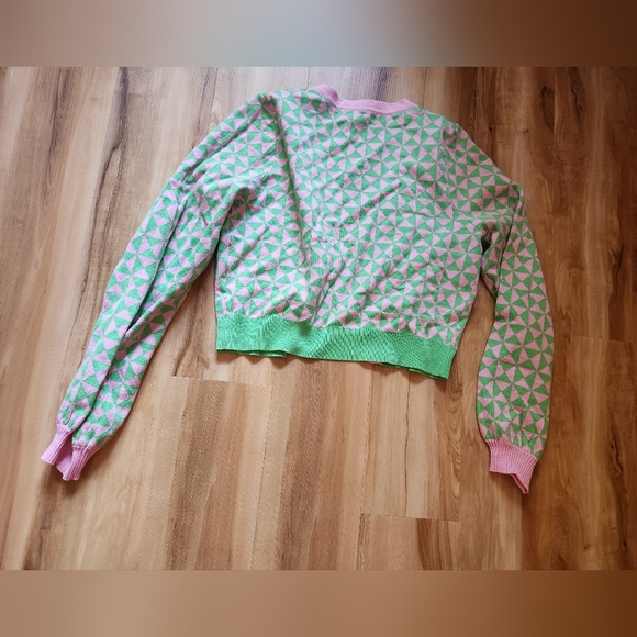 NWOT Lisa Says Gah Another Girl Spumoni Geo Knit in Pink/Green (Sz L) - Picture 4 of 6